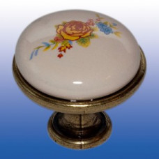 Мебельная ручка Керамика кнопка RS113 Бронза Желтая роза